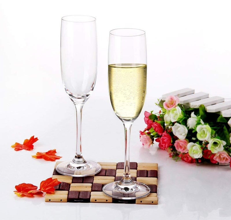 Amlong Crystal Lead-Free Champagne Flutes Glasses, Normal Stem, Set of 4 - Image 2